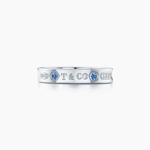 Tiffany 1837 Silver Ring with Sapphires Size 6